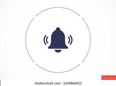 Notification bell icon for incoming inbox message. Bell for alarm clock and smartphone application alert icon. Bell Icon in trendy flat style isolated on grey background. Bell flat design icon.