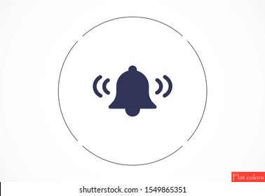 Notification bell icon for incoming inbox message. Bell for alarm clock and smartphone application alert icon. Bell Icon in trendy flat style isolated on grey background. Bell flat design icon.