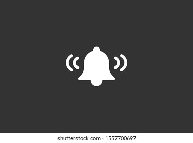 Notification bell icon for incoming inbox message. Bell for alarm clock and smartphone application alert icon. Bell Icon in trendy flat style isolated on grey background. Bell flat design icon.