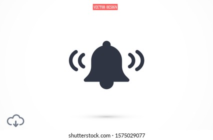 Notification bell icon for incoming inbox message. Bell for alarm clock and smartphone application alert  icon. Bell Icon in trendy flat style isolated on grey background. Bell flat design  icon.