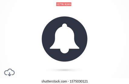 Notification bell icon for incoming inbox message. Bell for alarm clock and smartphone application alert  icon. Bell Icon in trendy flat style isolated on grey background. Bell flat design  icon.