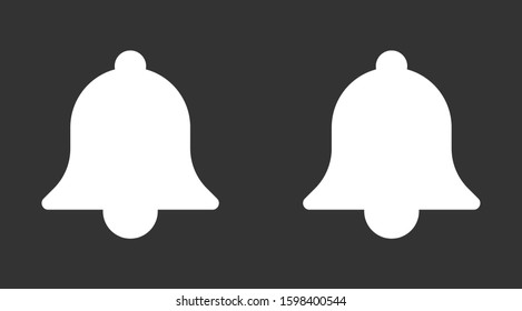 Notification bell icon for incoming inbox message. Bell for alarm clock and smartphone application alert icon. Bell Icon in trendy flat style isolated on grey background. Bell flat design icon.