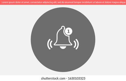 Notification bell icon for incoming inbox message. Bell for alarm clock and smartphone application alert icon. Bell Icon in trendy flat style isolated on grey background. Bell flat design icon.