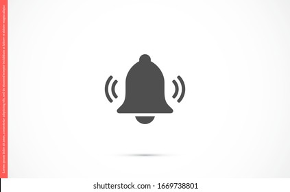 Notification bell icon for incoming inbox message. Bell for alarm clock and smartphone application alert icon. Bell Icon in trendy flat style isolated on grey background. Bell flat design icon.