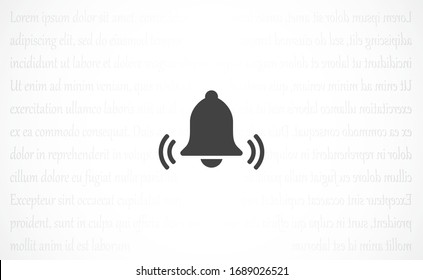 Notification bell icon for incoming inbox message. Bell for alarm clock and smartphone application alert icon. Bell Icon in trendy flat style isolated on grey background. Bell flat design icon.