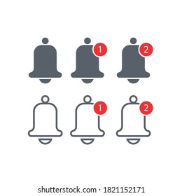 Notification bell icon. Incoming inbox message. Alarm icon. Vector illustration