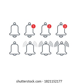 Notification bell icon. Incoming inbox message. Alarm icon. Vector illustration