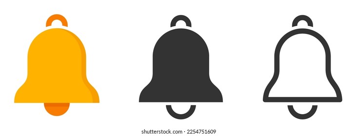 Notification bell icon. Incoming inbox message. New message notofication icons collection. Ringing bells. Alarm symbol. New message symbol.