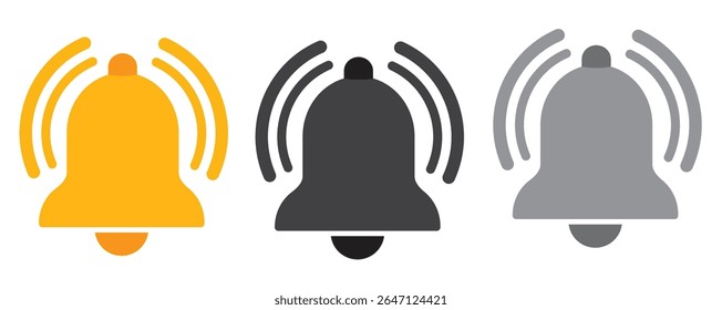 Notification bell icon. Incoming inbox message. New message notification icons collection. Alarm symbol. Stock vector.