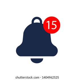 Notification bell icon for incoming message, bell, alert symbol. Vector illustration. 