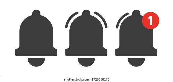 Notification bell icon isolated on white background. Vector Illustration.