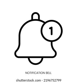 icono de timbre de notificación. Diseño De Estilo De Arte De Línea Aislado En Fondo Blanco