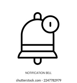 icono de timbre de notificación. Diseño De Estilo De Arte De Línea Aislado En Fondo Blanco