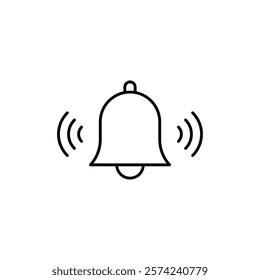 Notification bell icon linear logo isolated