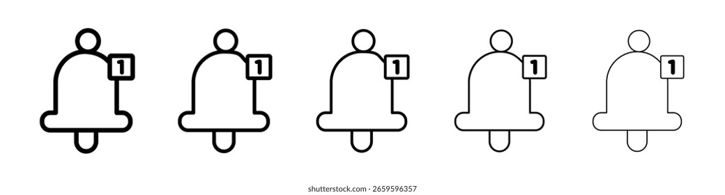 Icono de la campana de notificación o estilo negro del contorno de la ilustración del logotipo