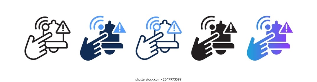 Ilustração de vetor múltiplo do ícone de campainha de notificação