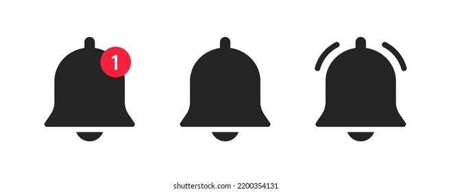 Notification bell icon. Bell icon for new notification, incoming message, reminder and alert. Bell symbol for subscribe on channel and for social media reminder.