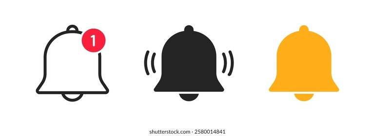 Notification bell icon. Bell icon for new notification, incoming message, reminder and alert. Bell symbol for subscribe on channel and for social media reminder. Vector