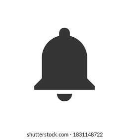Notification bell icon on white background. Vector alarm button isolated black sing symbol for app design
