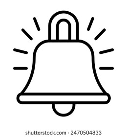 Icono de timbre de notificación con contorno negro