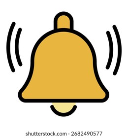 Notification bell icon. Outline notification bell vector icon color flat isolated
