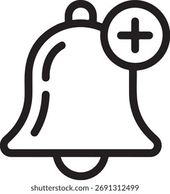 Benachrichtigungsglocken-Symbol mit Pluszeichen