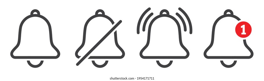 Notification bell icon, ringing bell Notification sign,  
Social Media element, New message alert for alarm, smartphone app, User Interface, vector illustration