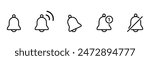 Notification bell icon set. Alarm symbol. Ringing bells reminder icon , incoming inbox message sign - Web icons collection set