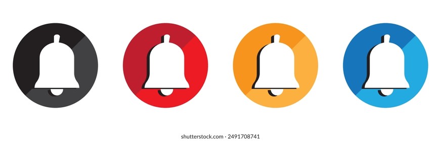 Notification bell icon set. Alarm symbol. Ringing bells reminder icon , incoming inbox message sign - Web icons collection set