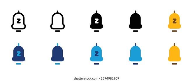 Notification bell icon set.  Alert, alarm sign symbol. Incoming inbox message. Ringing bells.