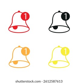 Notification bell icon set. Alarm symbol. Incoming message symbol. Bell for subscribe, alarm and push chat alert. New notification, reminder. Golden bell shakes to alert you to an upcoming schedule