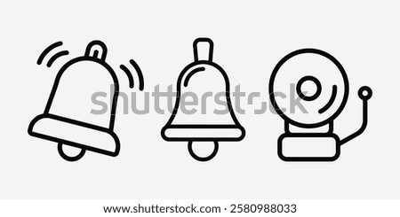 Notification Bell Icon Set. Alarm and Alert Bell Icons. School and Service Bell Bundle.