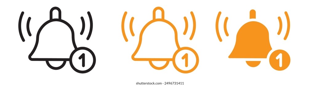 Notification Bell Icon Set Alert and Reminder Illustrations for Communication and Apps