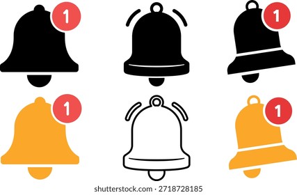 Notification Bell Icon Set, Alert Alarm and Message Notification Vector