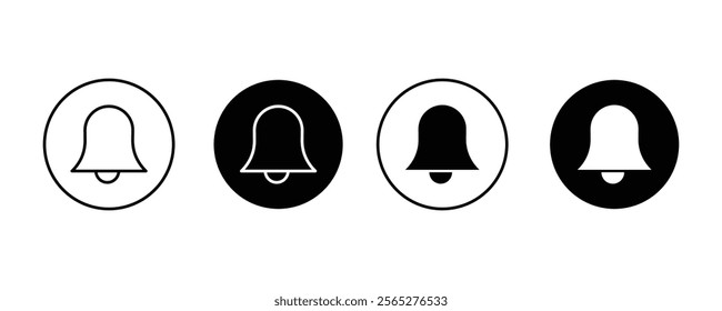 Notification bell icon set with circle, Notification bell icon set. Social media element. Alarm symbol. Vector illustration.