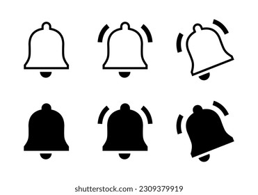 Notification bell icon set collection. Reminder symbol concept. Vector illustration