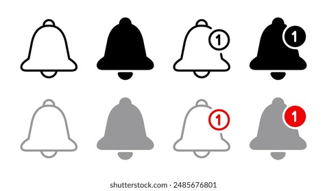 Notification bell icon set collection. Alert sign symbol in generic style