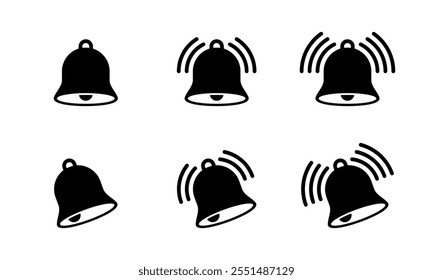 Notification bell icon set collection. Alarm reminder sign symbol