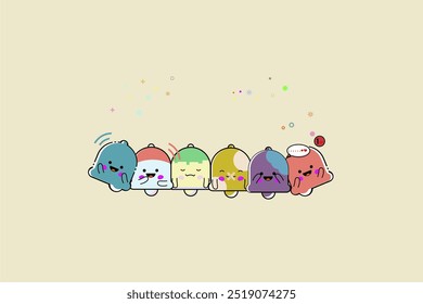 Notificación Bell Icon Set con lindo estilo de dibujos animados