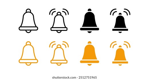 Conjunto de iconos de campana de notificación. ilustración plana de icono de Vector sobre fondo blanco