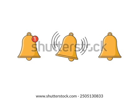 Notification Bell Icon Set. Flat Design Alert Symbols