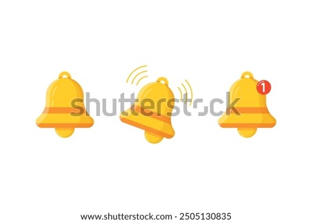 Notification Bell Icon Set. Flat Design Alert Symbols