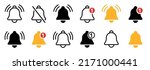 Notification bell icon set. Incoming inbox message. New message notofication icons collection. Ringing bell and notification for clock and smartphone, alarm alert. Vector Illustration