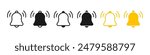 Notification bell icon set. Incoming inbox message. Ringing bells. Vector.