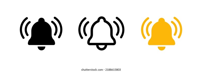 Notification bell icon set. Incoming inbox message. New message notofication icons collection. Alarm symbol. Stock vector.