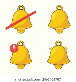Conjunto de iconos de timbre de notificación. Mensaje de entrada entrante. colección de iconos de notificación de mensajes Nuevos. Timbre y notificación para reloj y smartphone, alerta de alarma. Ilustración vectorial