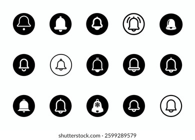 Notification bell icon set. Incoming inbox message. New message notification icons collection. Ringing bell and notification for clock and smartphone, alarm alert