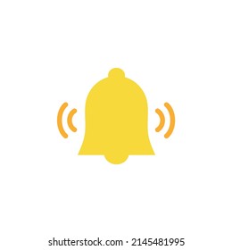notification bell icon set isolated on white background.render yellow ringing bell with new notification for social media reminder.vector icon