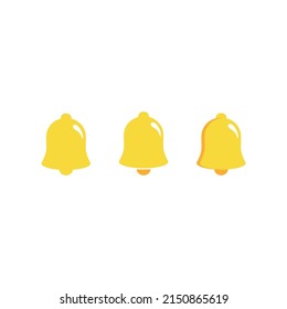 notification bell icon set isolated on white background.render yellow ringing bell with new notification for social media reminder.vector icon