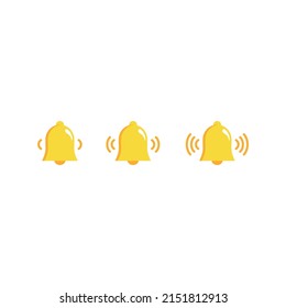notification bell icon set isolated on white background.render yellow ringing bell with new notification for social media reminder.vector icon